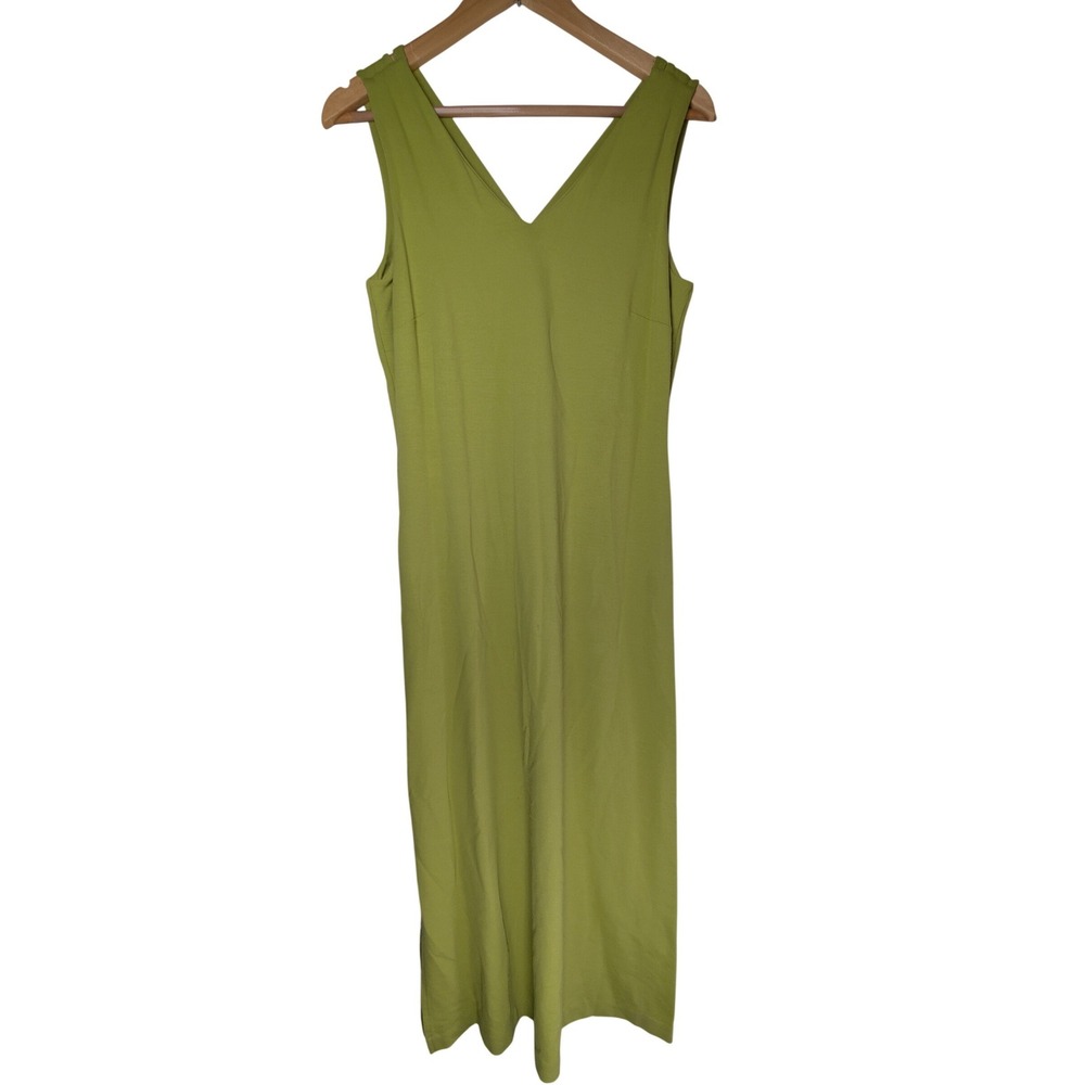Talbots Vintage 90s Midi Dress Womens P Lime Green Cross Back Minimalist Resort